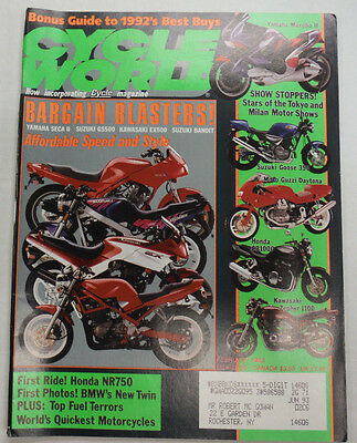 Cycle World Magazine Honda NR750 Suzuki Goose 350 February 1992 011315R