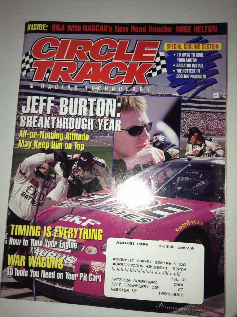 Circle Track Magazine Jeff Burton Cool Your Motor August 1999 040417NONRH