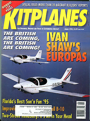 Kitplanes Magazine August 1995 Ivan Shaw's Europas EX 020516jhe