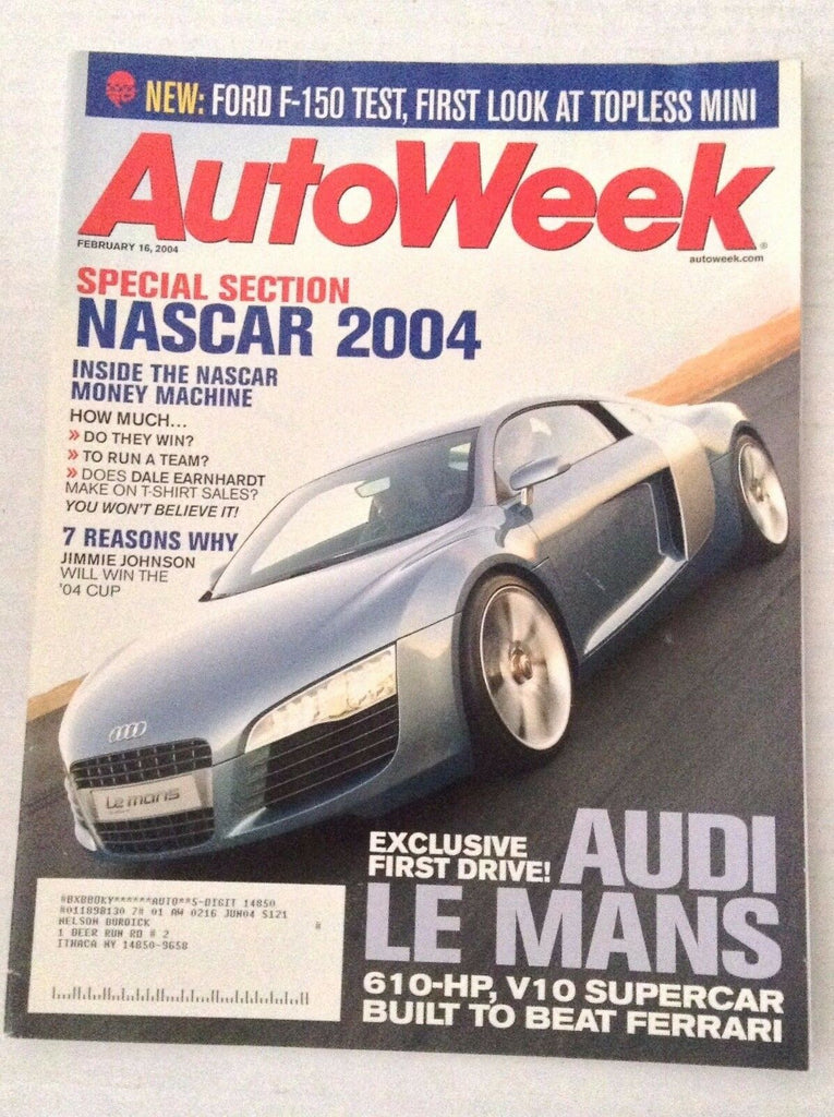 Autoweek Magazine Audi At Le Mans Jimmie Johnson February 16, 2004 020617RH