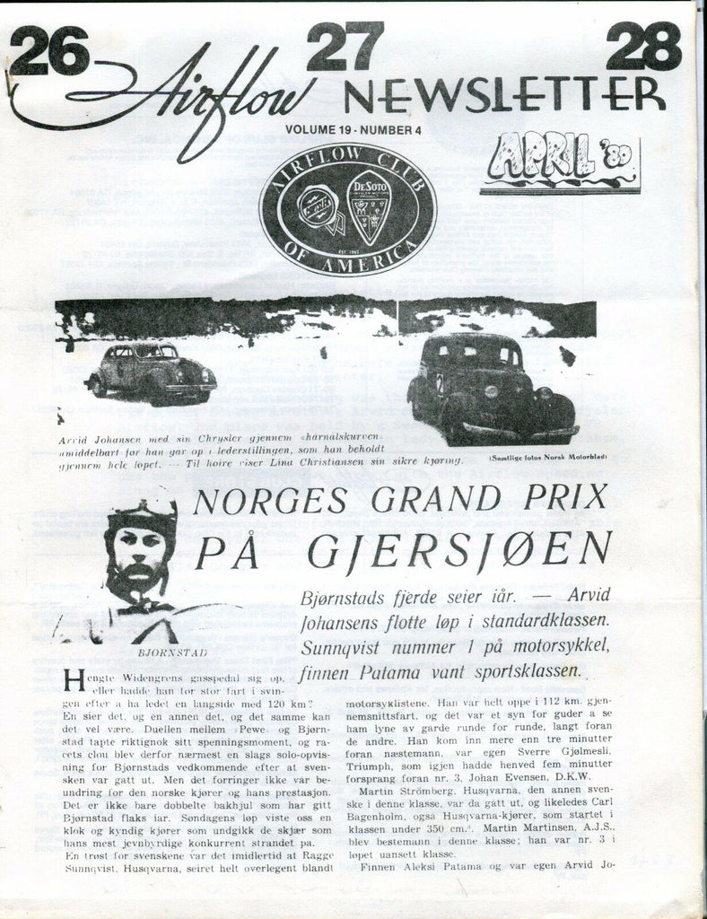 Airflow Newsletter April 1980 Chrysler DeSoto EX No ML 031017nonjhe