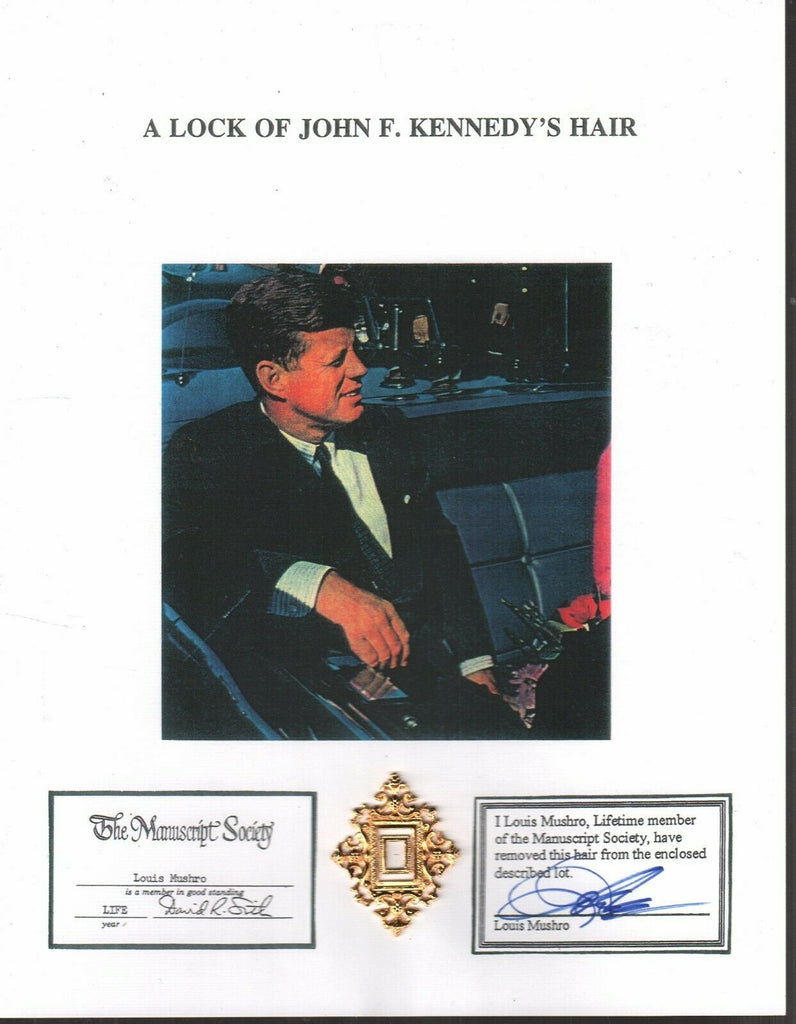 John F. Kennedy Lock Of Hair JFK Louis Mushro Collection w/Mushro COA 111819AMT