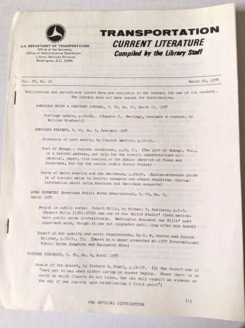 Transportation Current Literature Magazine March 22, 1978 FAL 050517nonrh