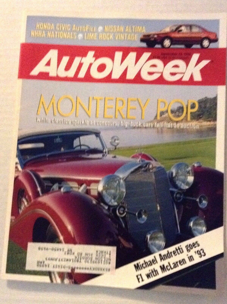 Autoweek Magazine Magazine Monterey Andretti September 14, 1992 011717RH