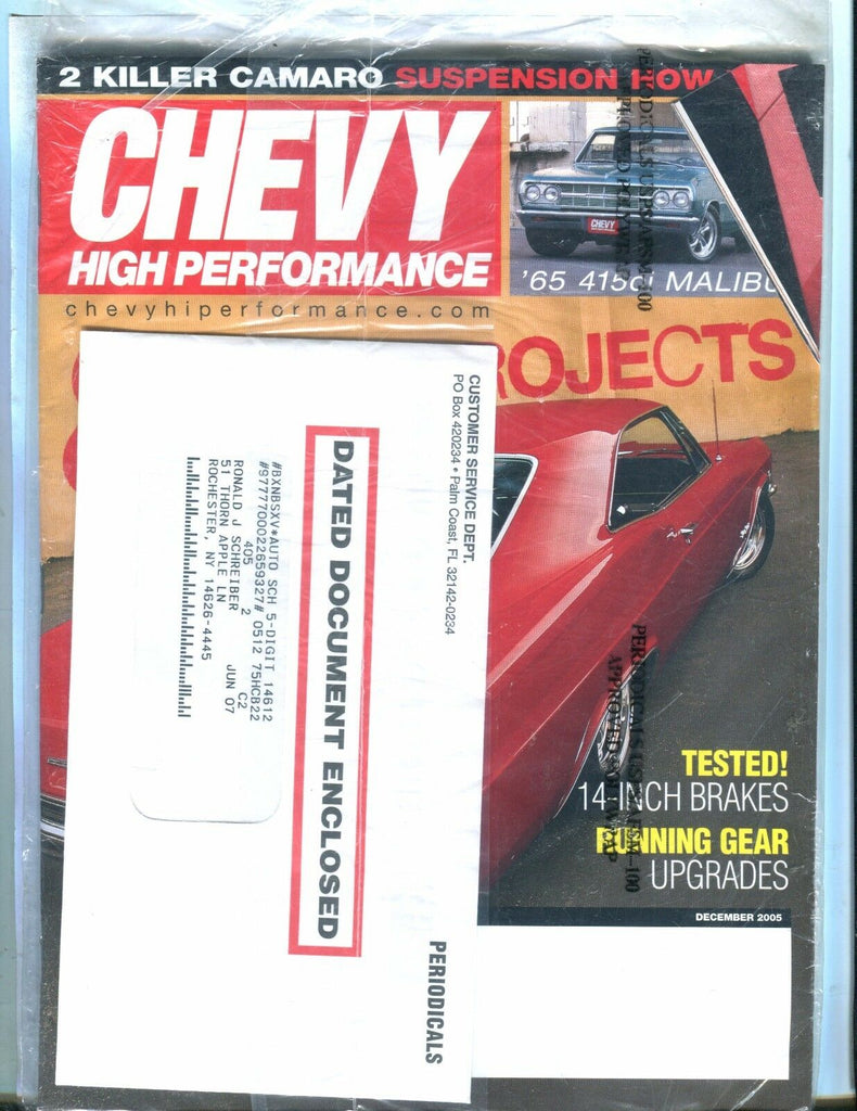 Chevy High Performance Magazine December 2005 Sealed EX No ML 050817nonjhe