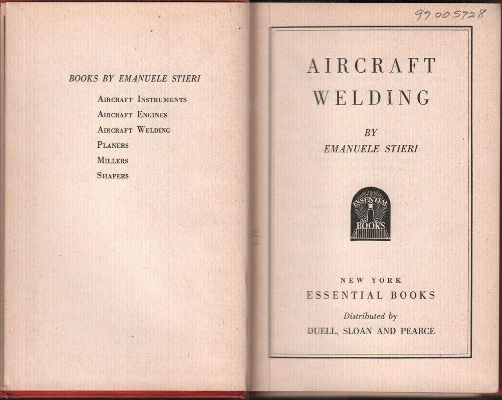 Aircraft Welding Emanuele Stieri 1943 Mini Book Hardcover EX-FAA 111518AME