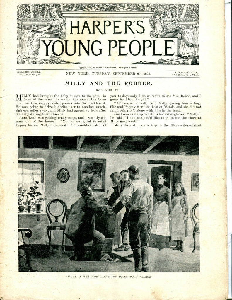 Harper's Young People Magazine September 26 1893 Milly Robber ACC 042417nonjhe