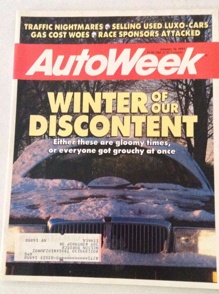 Autoweek Magazine Gas Cost Woes Winter Of Discontent January 14, 1991 011617rh