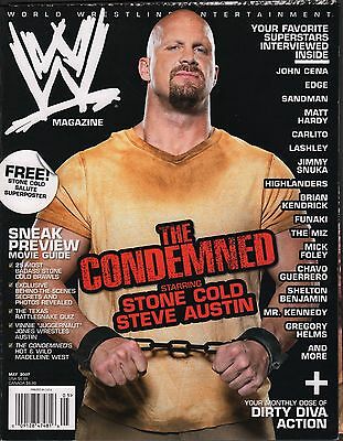 WWE magazine May 2007 Stone cold Steve Austin w/Poster EX 121015DBE