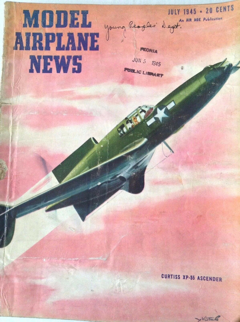 Model Airplane News Magazine Curtiss XP55 Ascender July 1945 082817nonrh