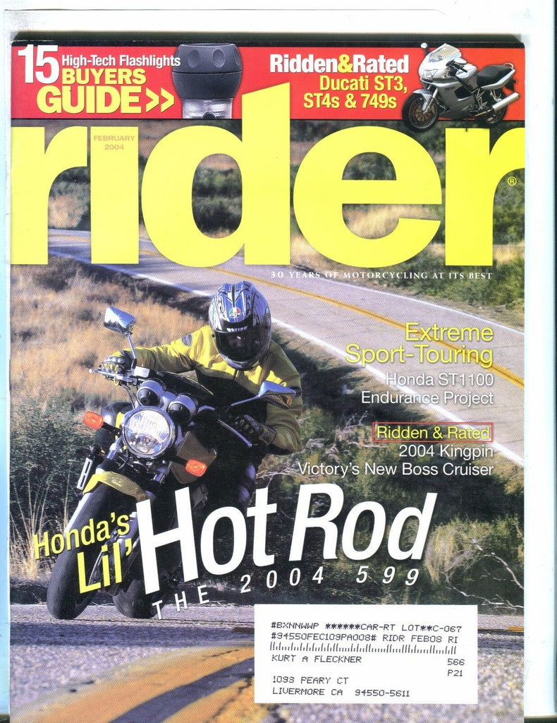 Rider Magazine February 2004 Honda Hot Rod EX w/ML 050717nonjhe