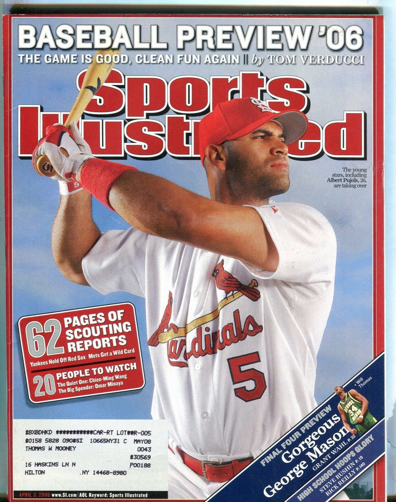 Sports Illustrated Magazine April 3 2006 Albert Pujols EX w/ML 030817nonjhe