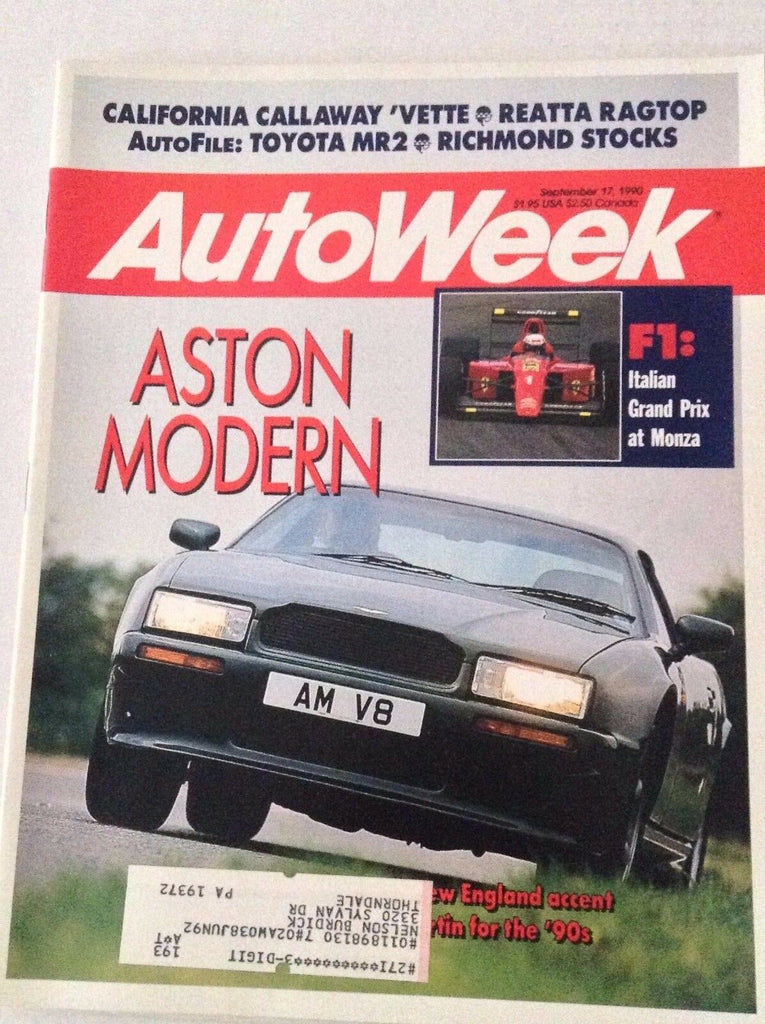 Autoweek Magazine Aston Modern California Callaway September 17, 1990 011617rh