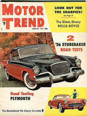 Motor Trend Magazine February 1956 2 '56 Studebaker Road Tests VG 041416jhe