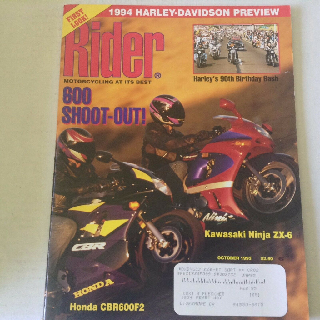 Rider Magazine 600 Shootout Kawasaki Ninja ZX-6 October 1993 060117nonrh3