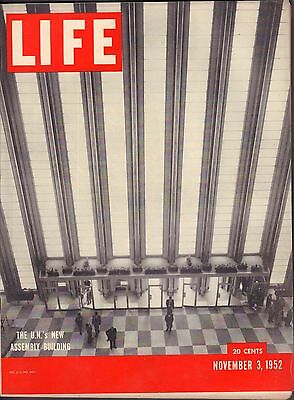 Life Magazine November 3 1952 Birthday, U.N. Assembly Building VG 042116DBE