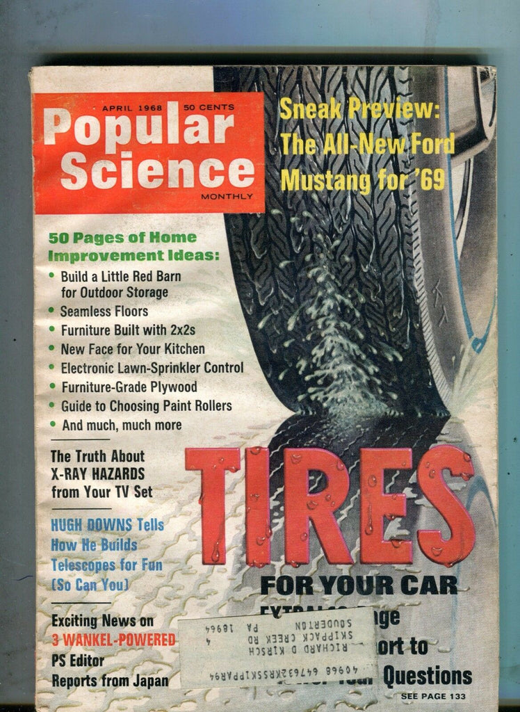 Popular Science Magazine April 1968 Tires Ford Mustang 1969 063017nonjhe2