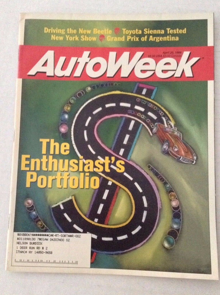 Autoweek Magazine The Enthusiasts Portfolio April 20, 1998 020117RH