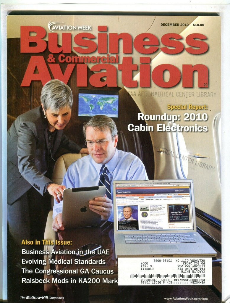 Business & Commercial Aviation Magazine Dec. 2010 EX w/ML FAA Library 102016jhe
