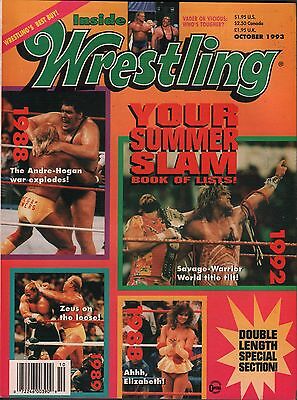Inside Wrestling October 1993 Summer Slam Book of Lists Hulk Hogan EX 011316DBE