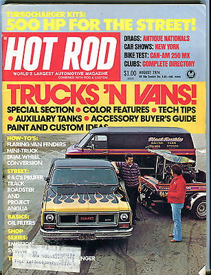 Hot Rod Magazine August 1974 Trucks 'N Vans EX 072116jhe