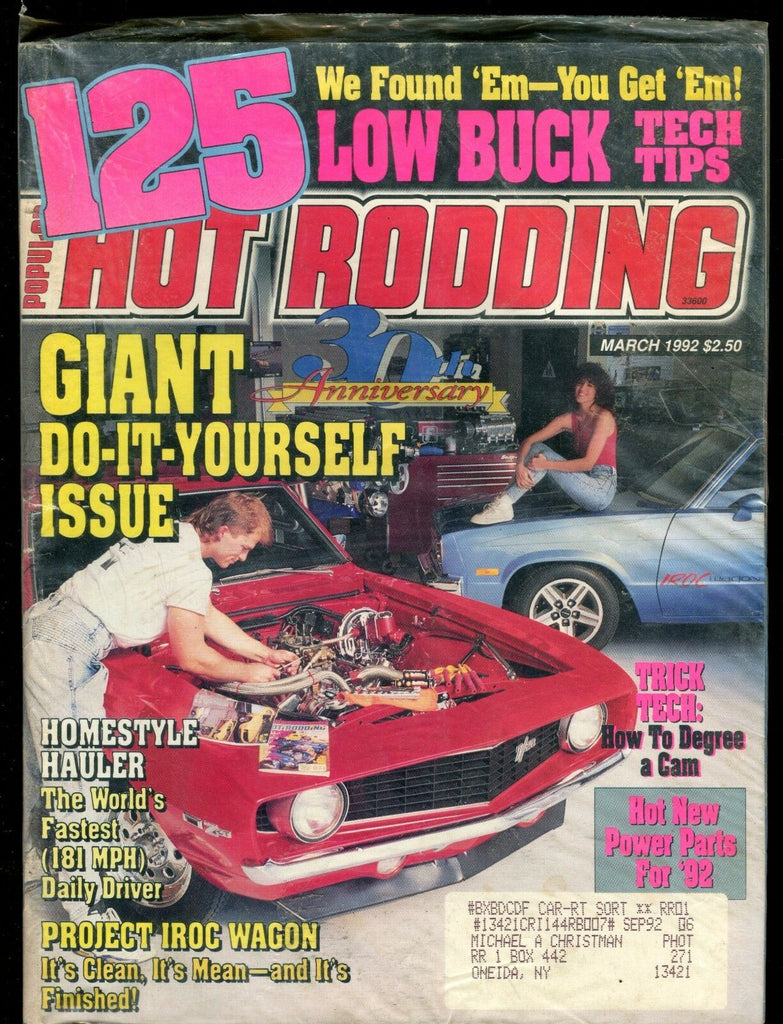 Popular Hot Rodding Magazine March 1992 Do-It-Yourself Issue Ex w/ML 113016jhe