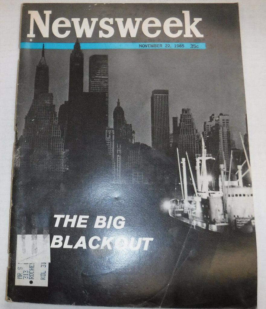 Newsweek Magazine The Big Blackout November 22, 1965 101116R