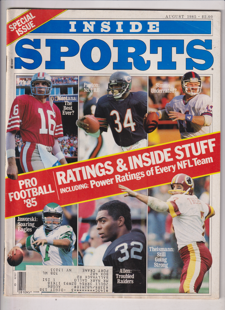 Inside Sports Mag Phil Simms' Joe Montana August 1985 011120nonr