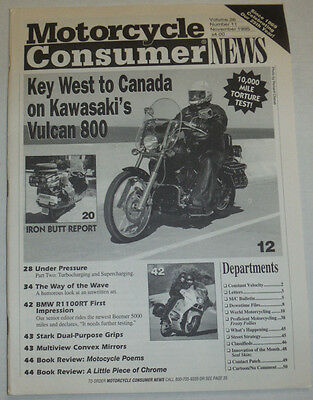 Motorcycle Consumer News Magazine Kawasaki's Vulcan 800 November 1995 010915R