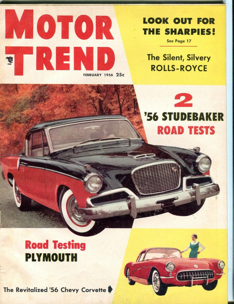 Motor Trend Magazine February 1956 Studebaker Plymouth VG No ML 052617nonjhe