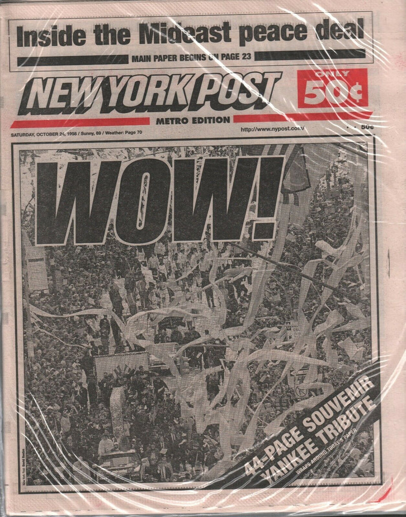 New York Post October 24 1998 Yankee Tribute Bernie Williams Texas 020320AME