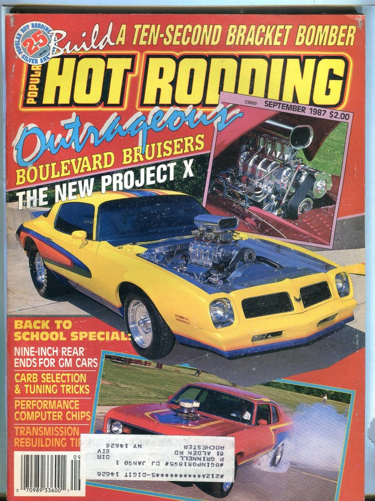 Popular Hot Rodding Magazine September 1987 Project X EX w/ML 031417nonjhe