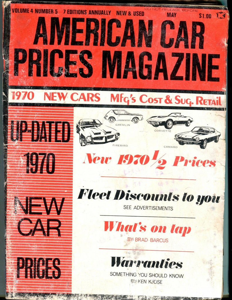 American Car Prices Magazine May 1969 Firebird Gremlin GD 060617nonjhe
