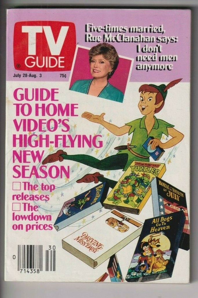 Tv Guide Mag Rue McClanahan And Disney VCRs Tapes July/August 3 1990 111019nonr