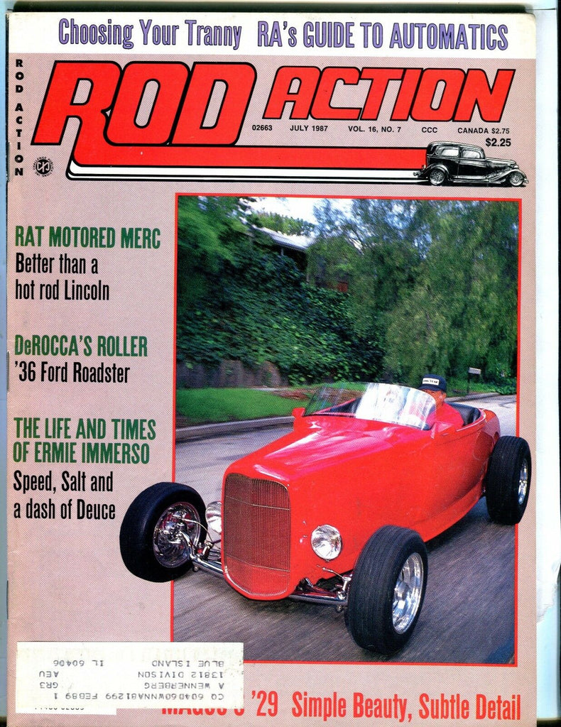 Rod Action Magazine July 1987 '36 Ford Roadster EX w/ML 042017nonjhe