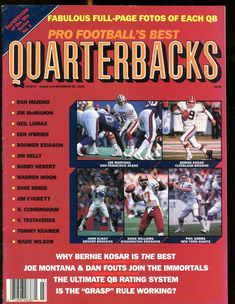 Pro Football's Best Quarterbacks Magazine Fall 1988 EX No ML 012717jhe