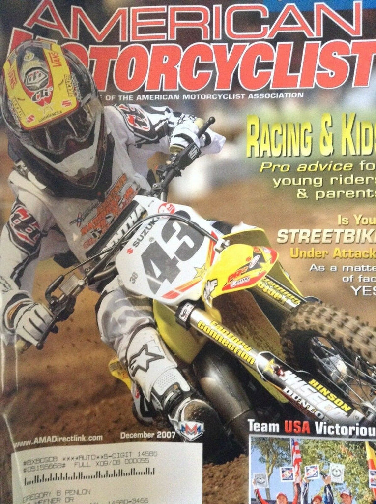 American Motorcyclist Magazine Racing Kids December 2007 121418nonrh