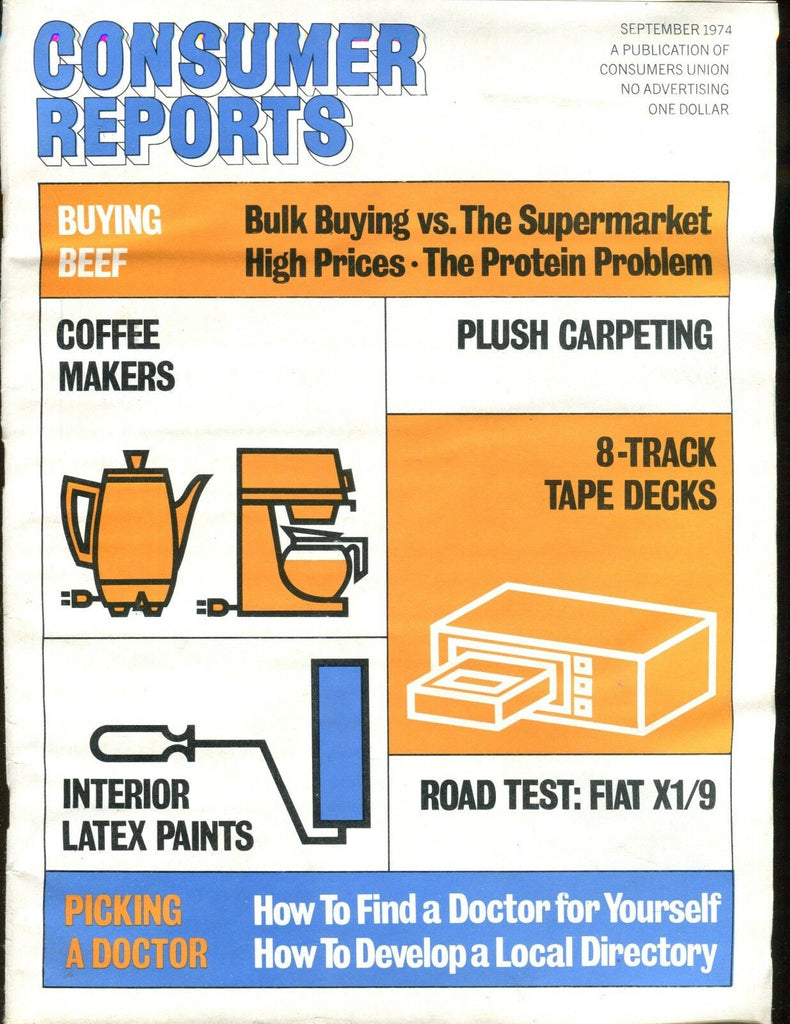 Consumer Reports Magazine September 1974 Buying Beef VGEX No ML 020617jhe