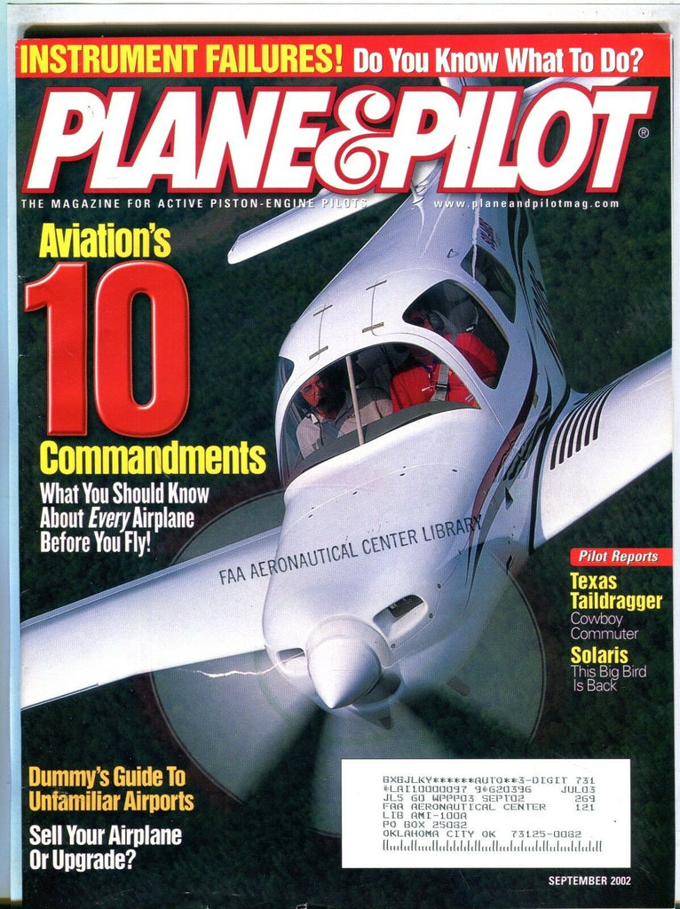 Plane & Pilot Magazine September 2002 Solaris EX w/ML FAA Library 101916jhe