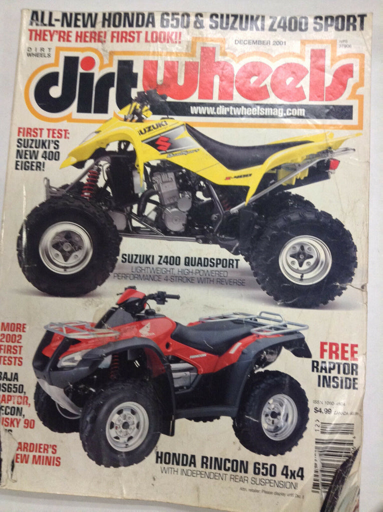 Dirt Wheels Magazine Suzuki 400 Eiger & Z400 Quad December 2001 062017nonr