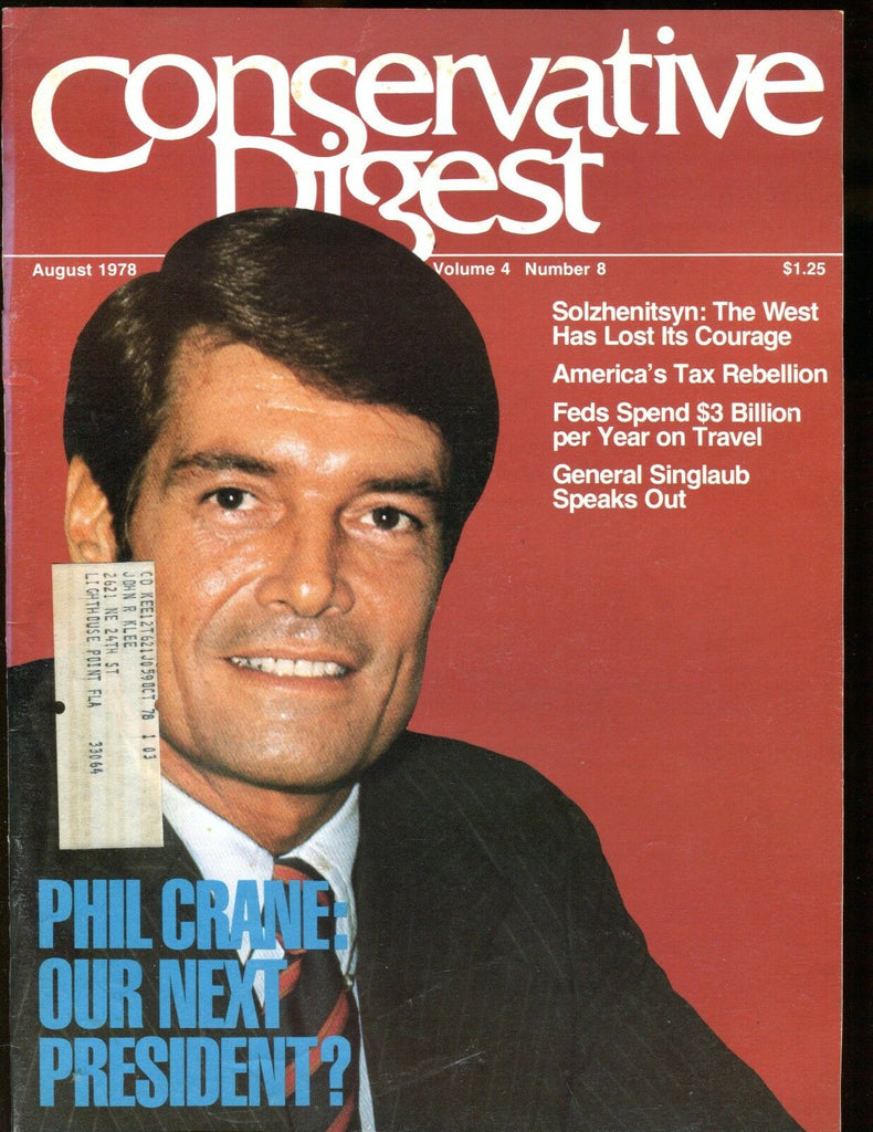 Conservative Digest Magazine August 1978 Phil Crane VG w/ML 010517jhe