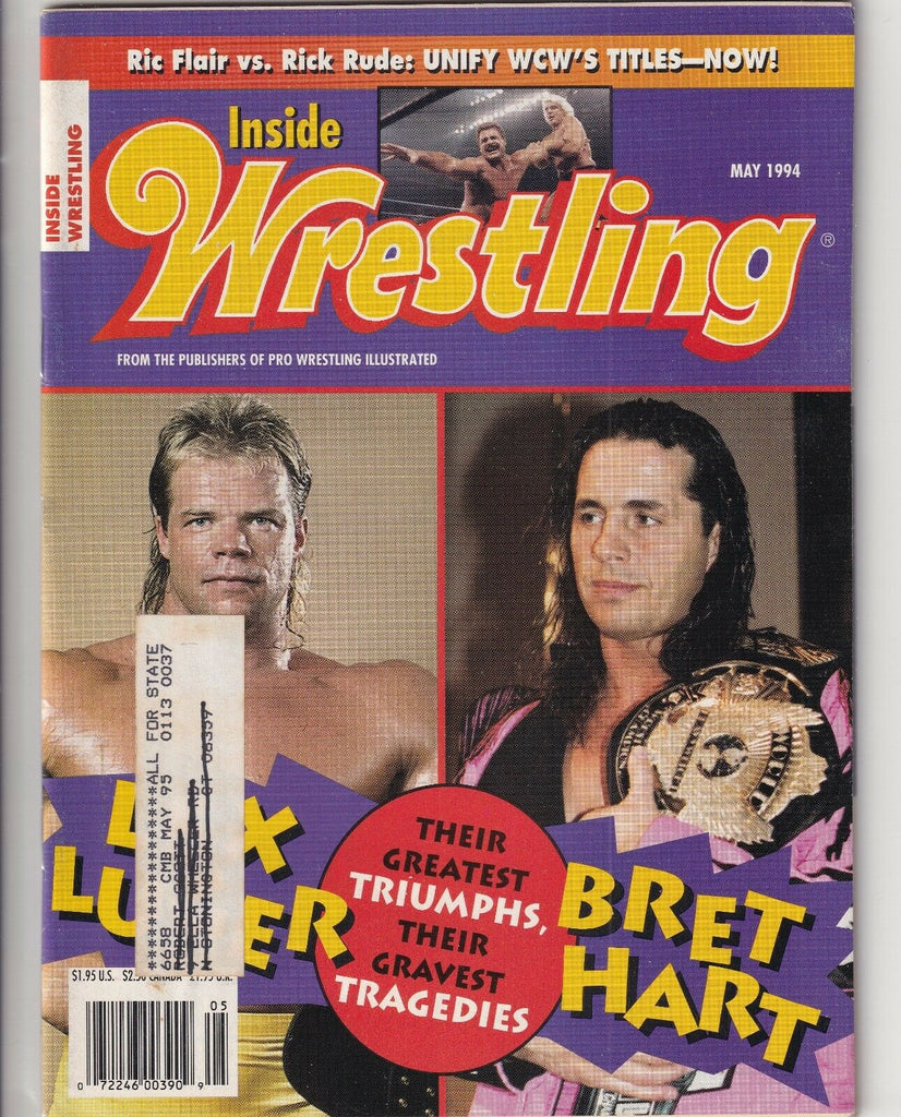 Inside Wrestling Magazine Lex Luger Bret Hart Ric Flair May 1994 060319nonr