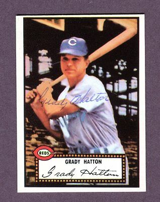 Autographed Signed 1952 Topps Reprint Series #6 Grady Hatton Reds w/coa jh33