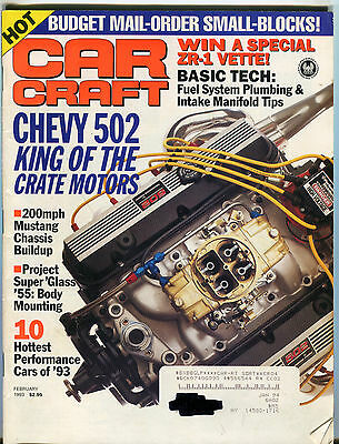 Car Craft Magazine February 1993 Chevy 502 Crate Motor VGEX 032816jhe