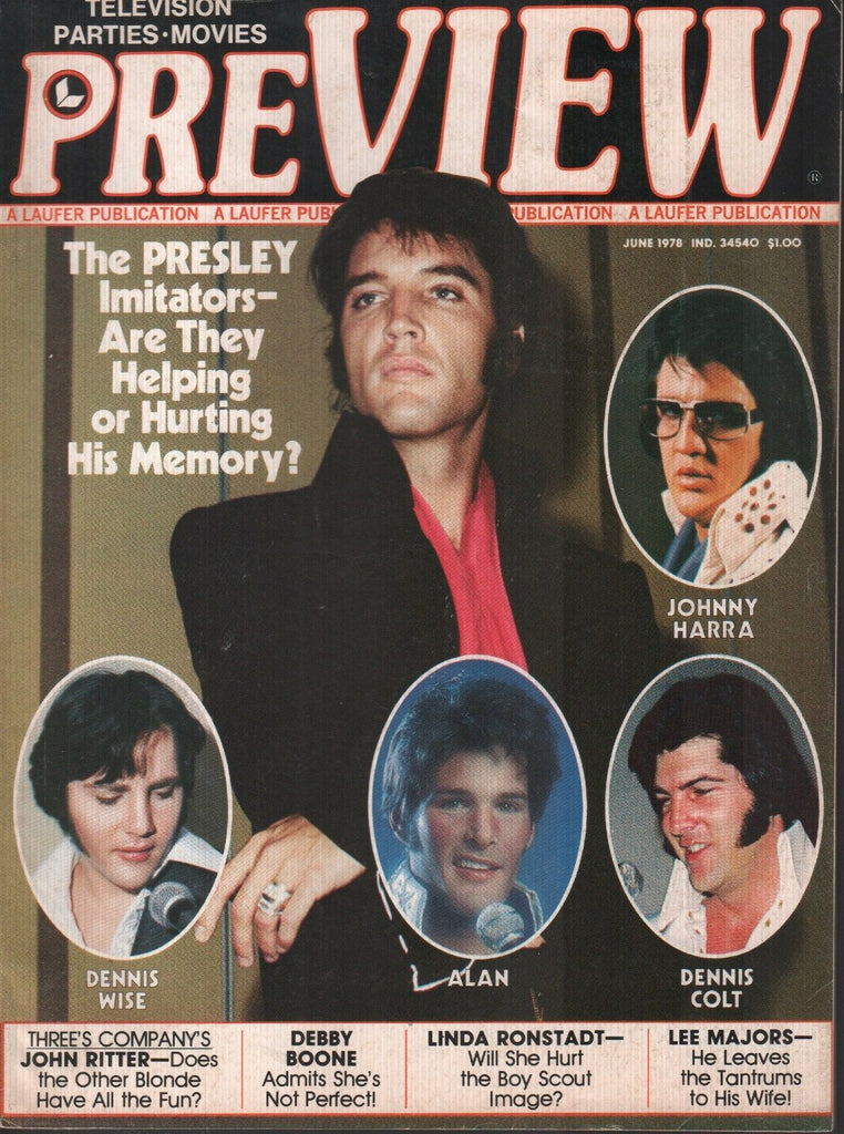 PreView Magazine Elvis Presley June 1978 John Ritter Debby Boone 012819AME