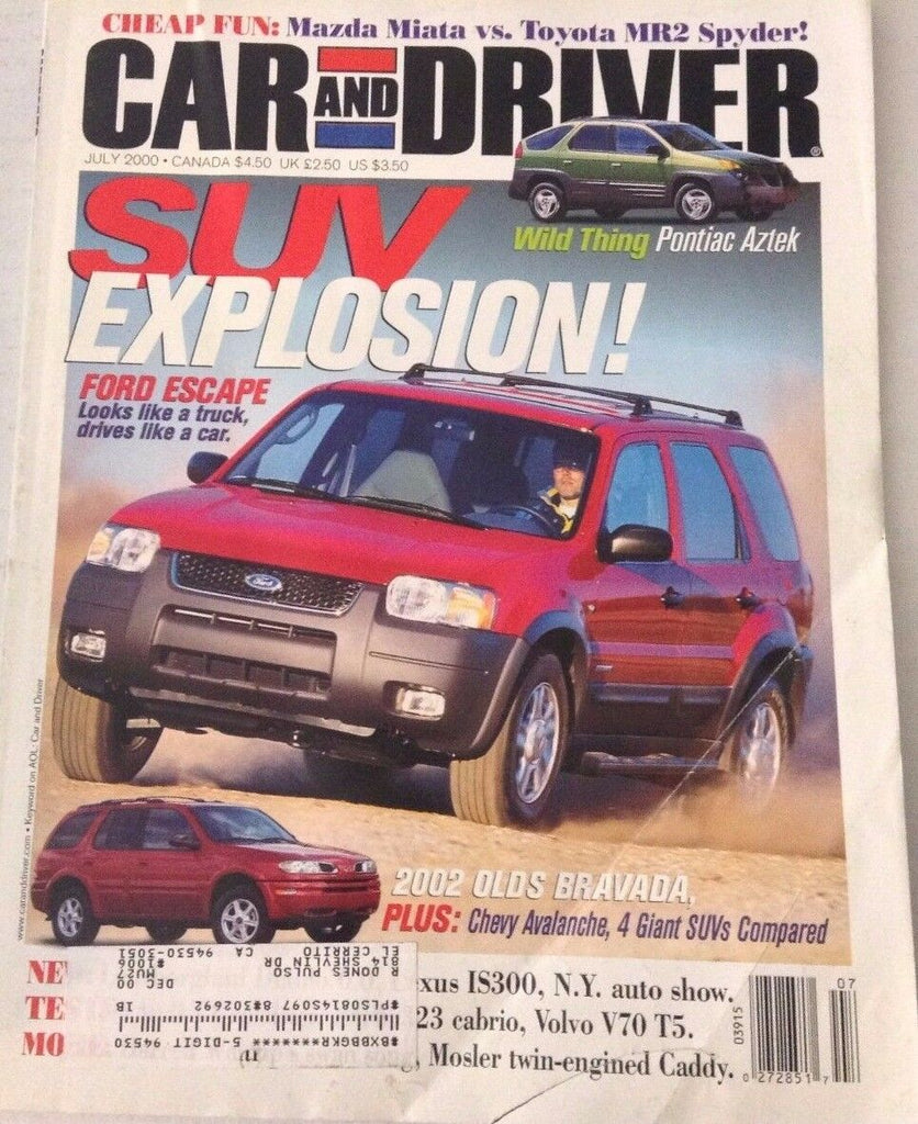 Car And Driver Magazine 2002 Olds Bravada July 2000 080317nonrh