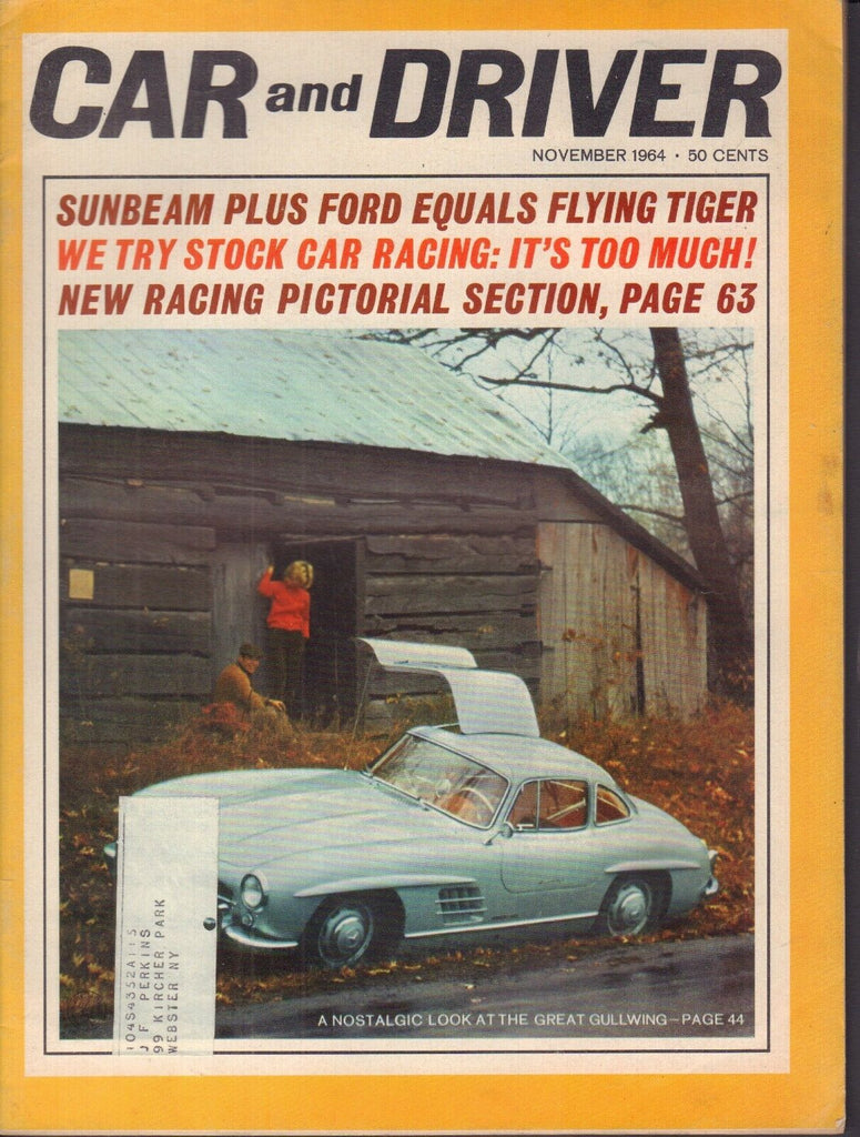 Car And Driver Magazine Mercedes 300 SL Gullwing November 1964 021218nonr