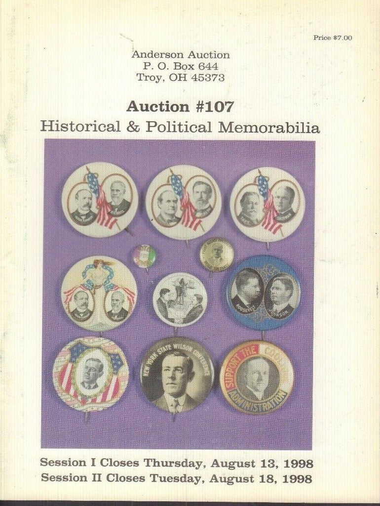 Historical & Political Memorabilia Catalog Auction No.107 August 1998 031318nonr