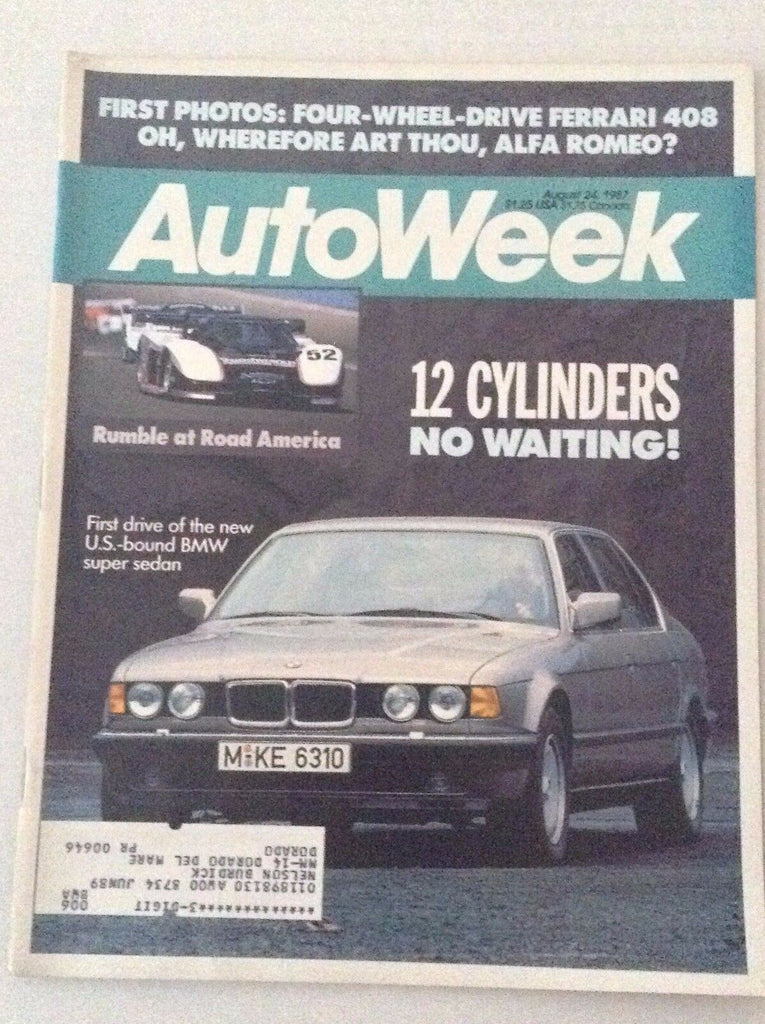 Autoweek Magazine US Bound BMW Super Sedan August 24, 1987 011717RH