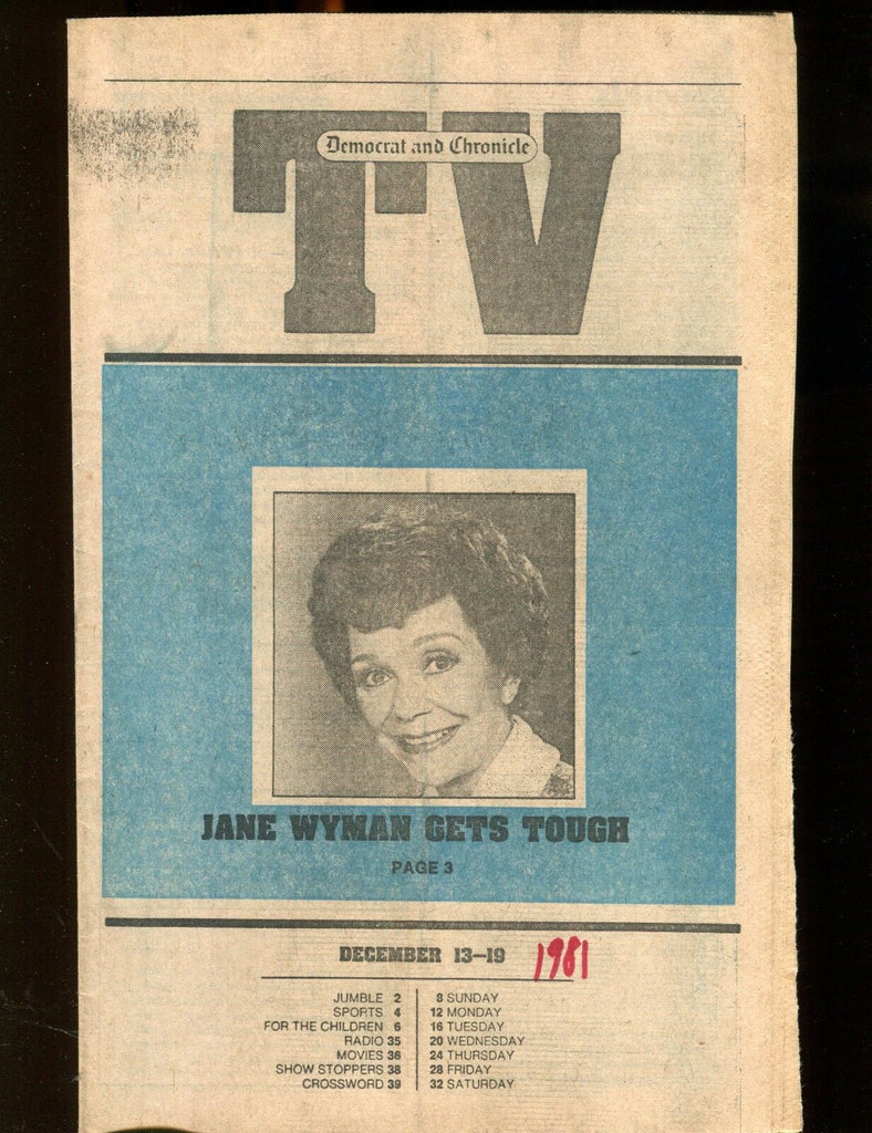 TV Democrat & Chronicle December 13-19 1981 Jane Wyman EX 022317nonjhe